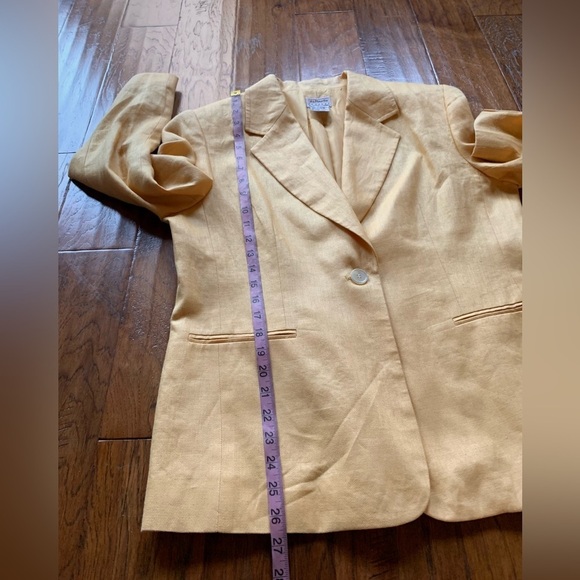 Talbots Yellow Linen‎ Padded Shoulder Blazer - Picture 11 of 14